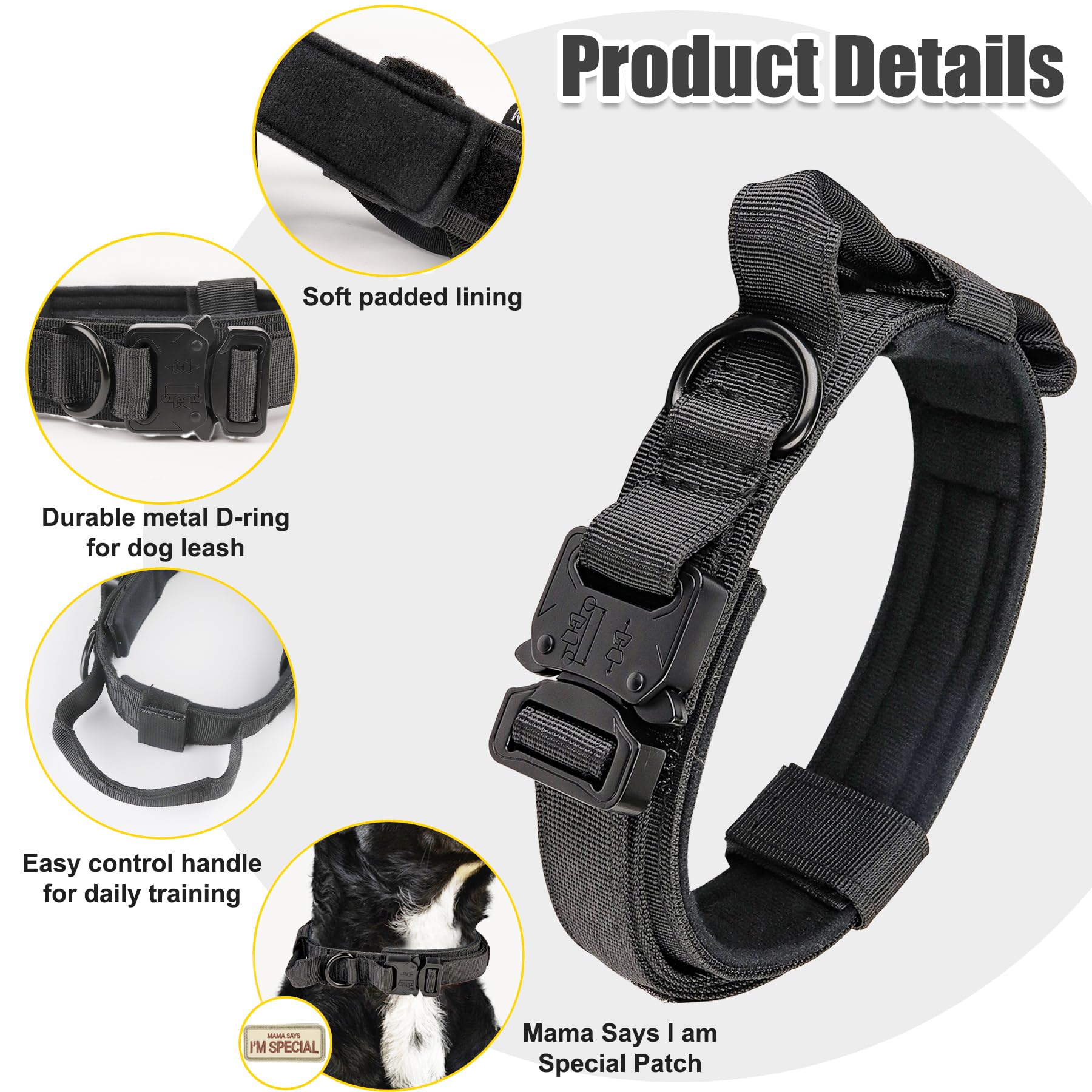 KCUCOP adjustable collar with size guidance for a comfortable fit.
