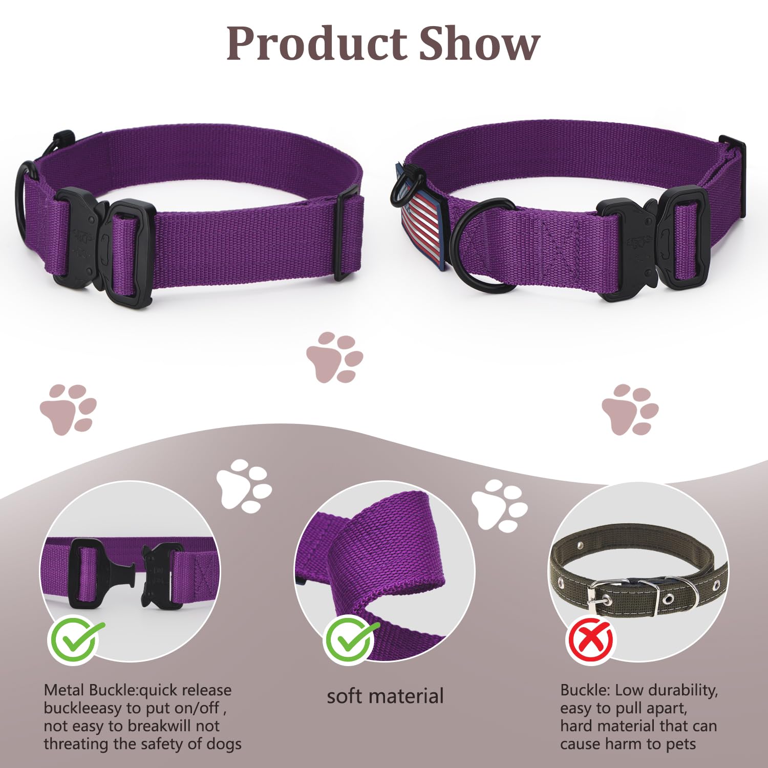 KCUCOP heavy-duty tactical dog collar control handle enables better control during training.