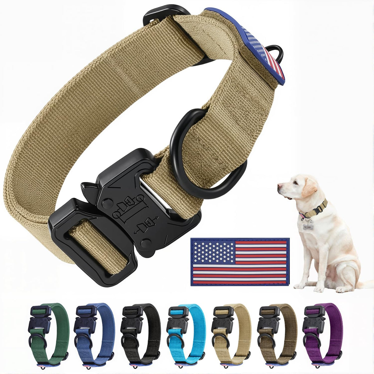 KCUCOP heavy-duty tactical dog collar with quick-release buckle for reliable control.