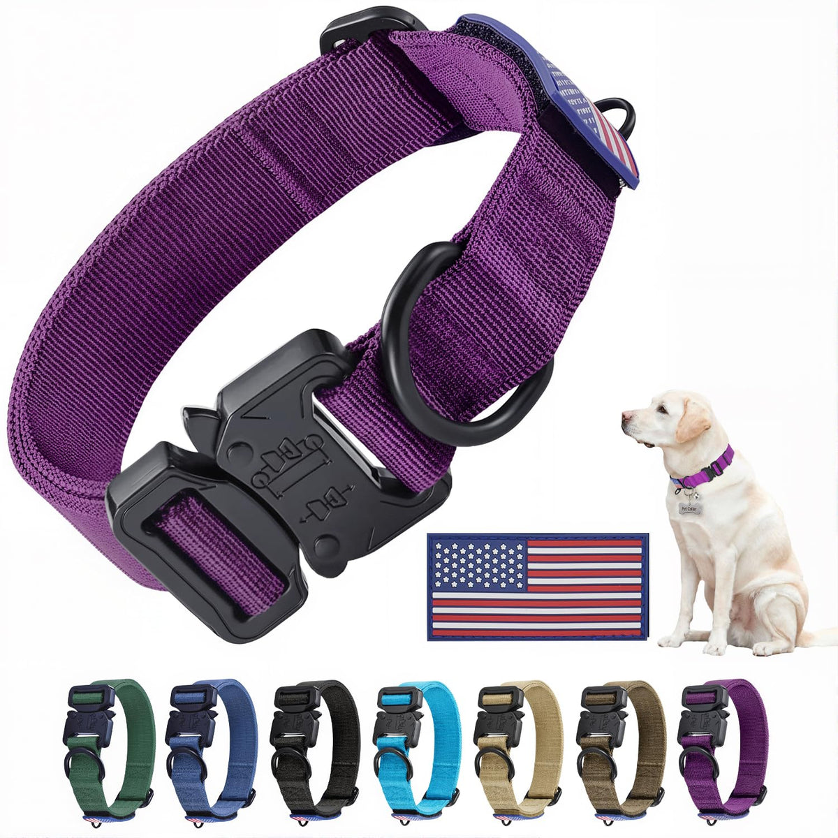 KCUCOP heavy-duty tactical dog collar side view highlights rugged durability for daily adventures.