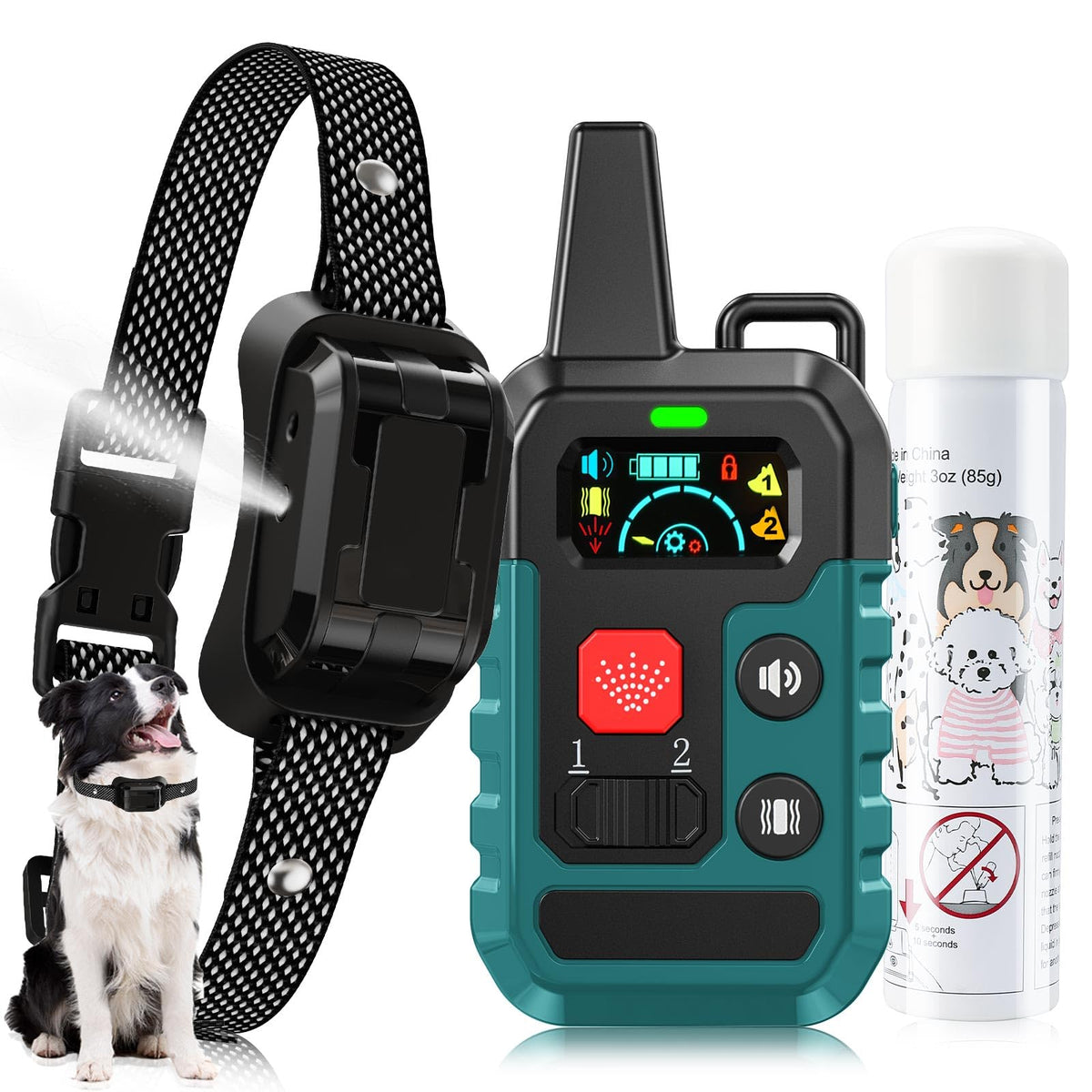 KDSZJDV Citronella collar front view with humane spray for calm training