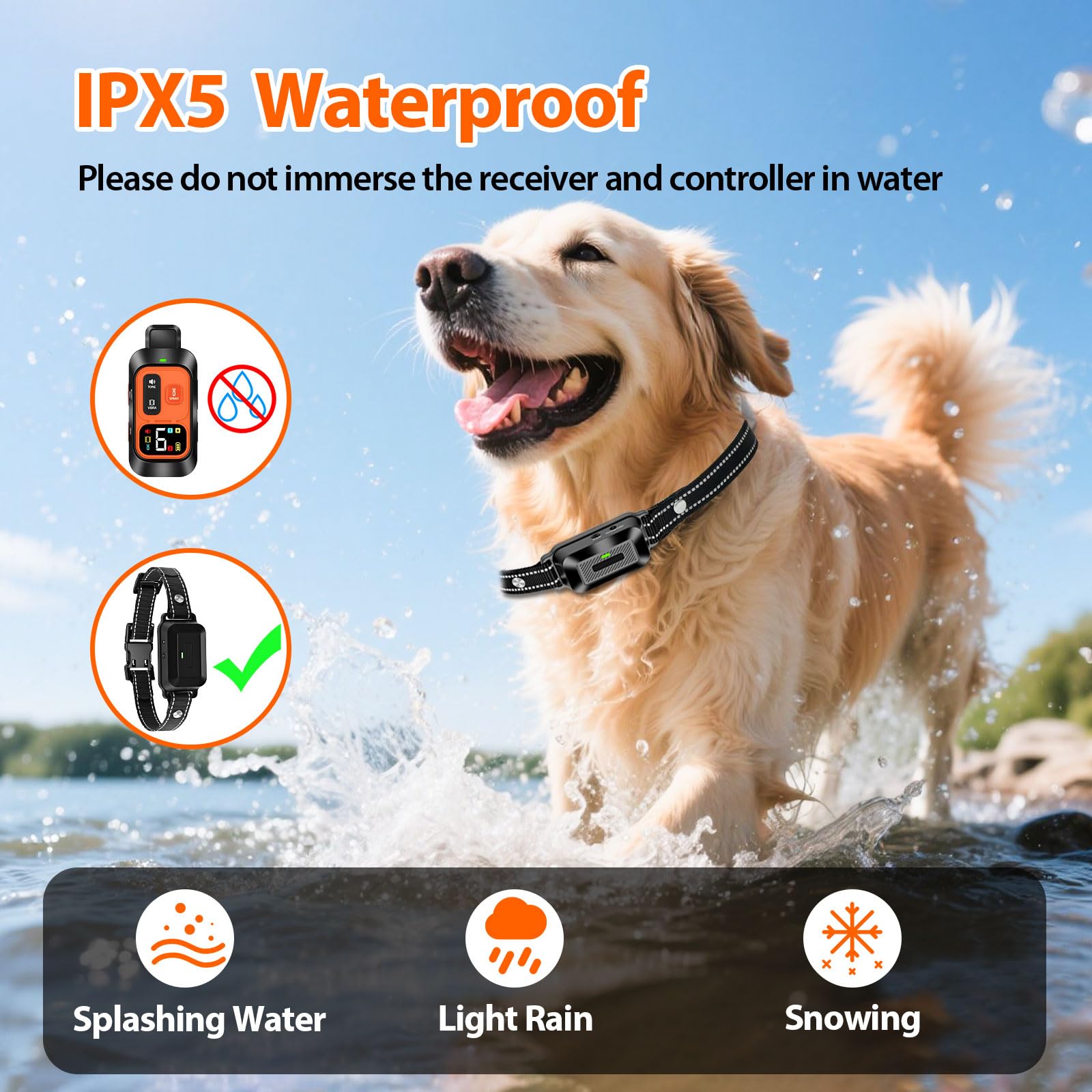 KDSZJDV IPX5 waterproof collar designed for daily wear and weather resilience.