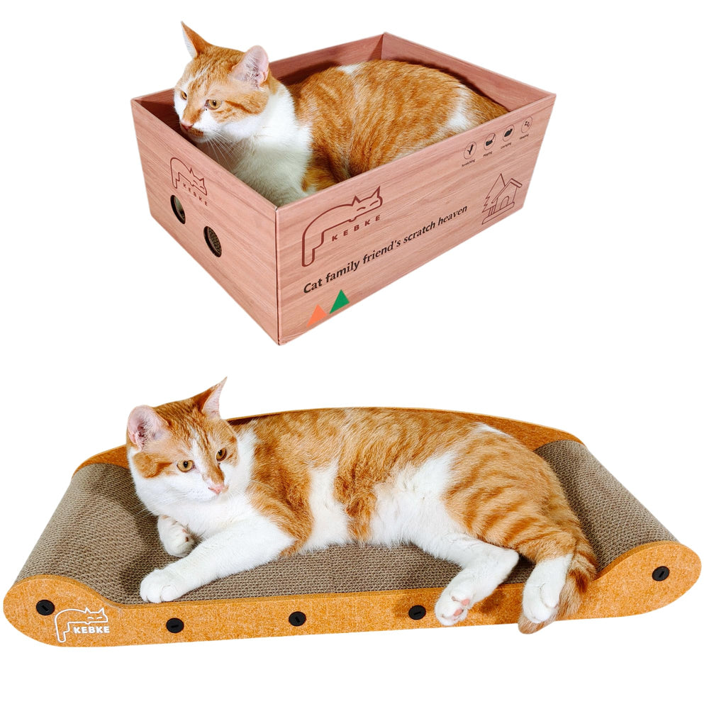 KEBKE Cat Scratcher Bed 27 Inch Sofa shows lounging comfort and furniture protection.