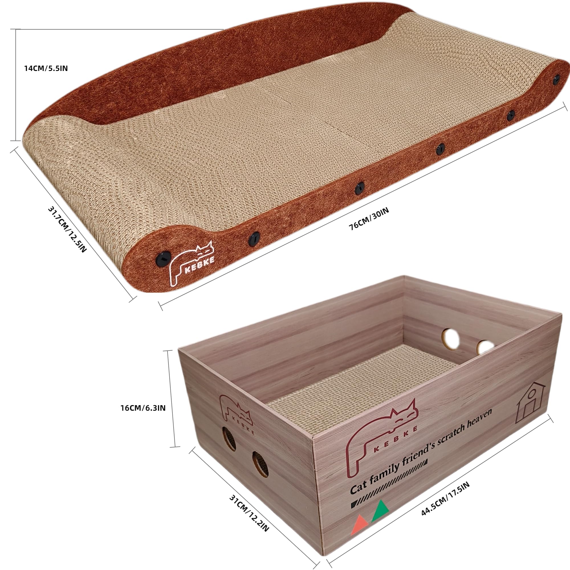 KEBKE cat-scratcher-lounger-detail: durable felt and cardboard endure vigorous scratching.
