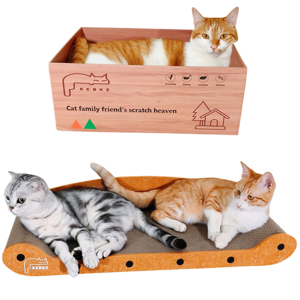 KEBKE Durable Corrugated Material emphasizes sturdy construction for heavy scratching sessions.
