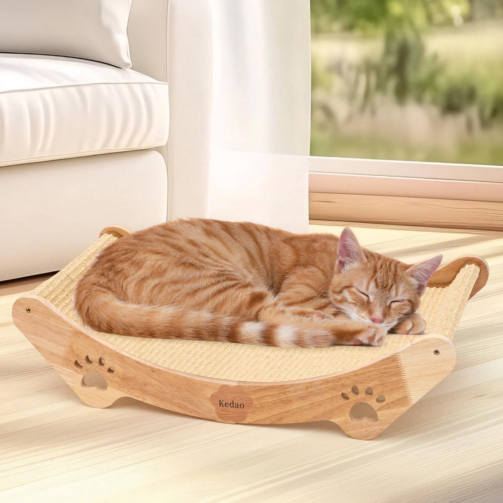 KEDAO sisal cat scratcher bed hammock view offers cozy rest and scratching.