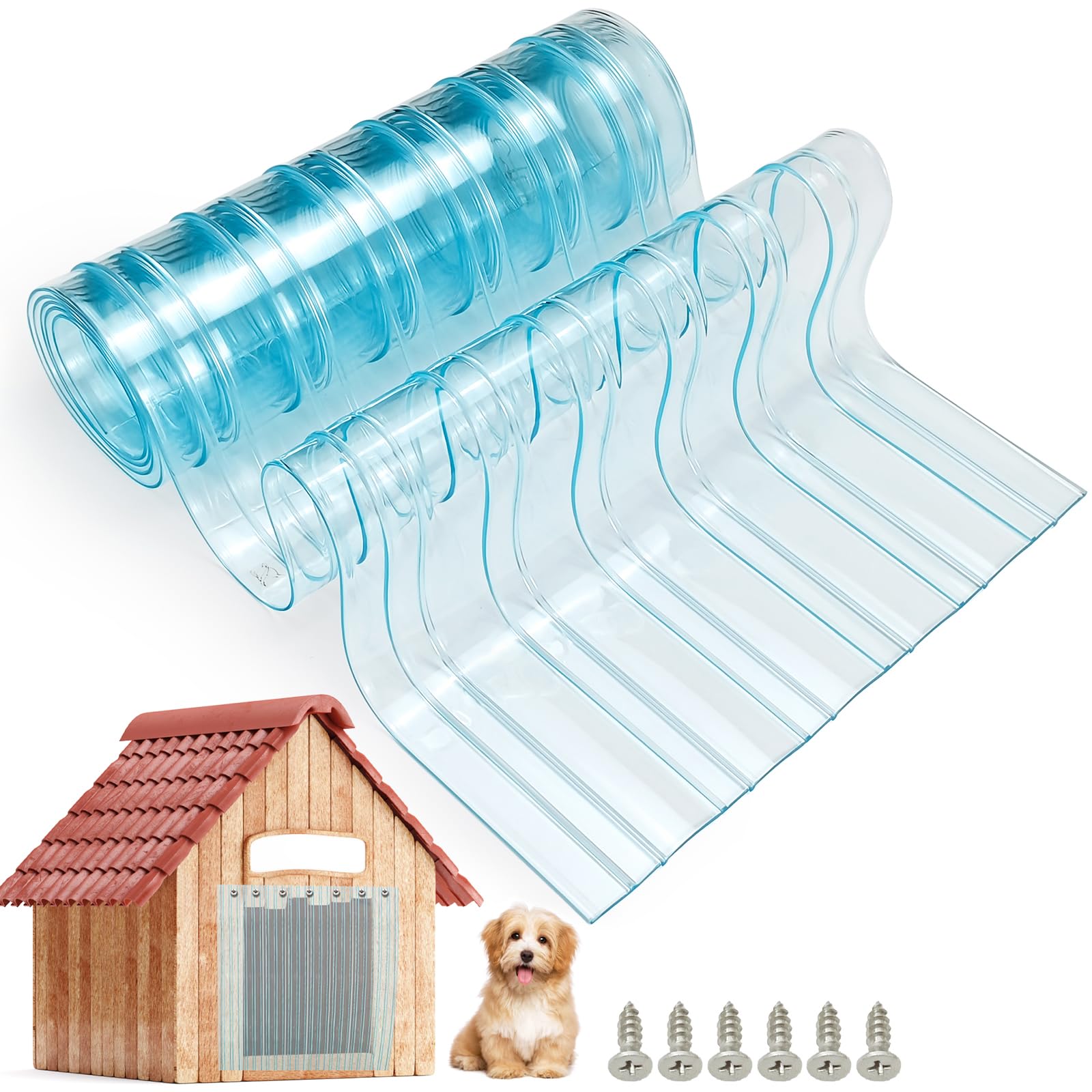 Keedolla dog door strips front view showing clear material for easy pet entry