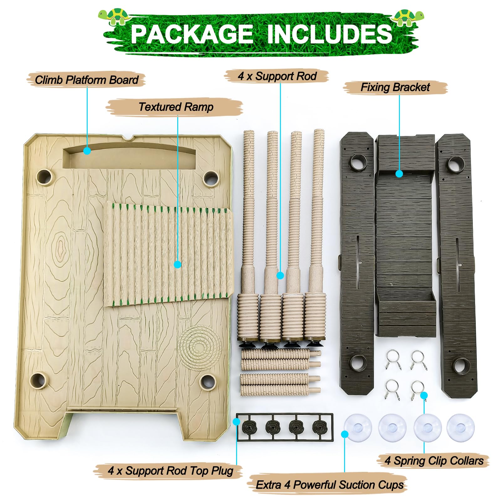 Keedolla secure suction cups bond keeps the platform stable in the turtle tank.