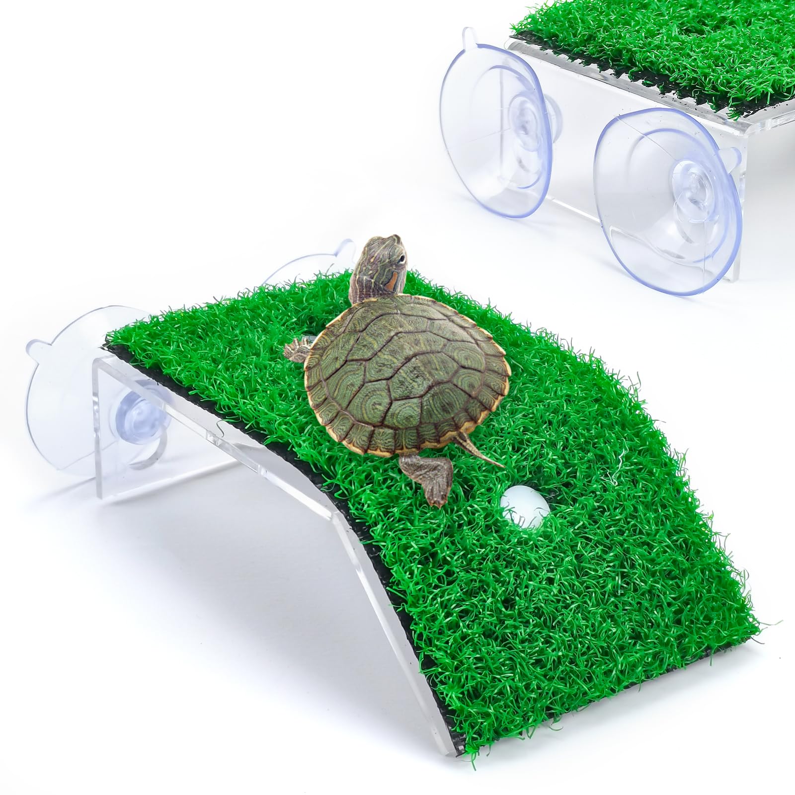 Keedolla small turtle basking platform with grass ramp for natural basking