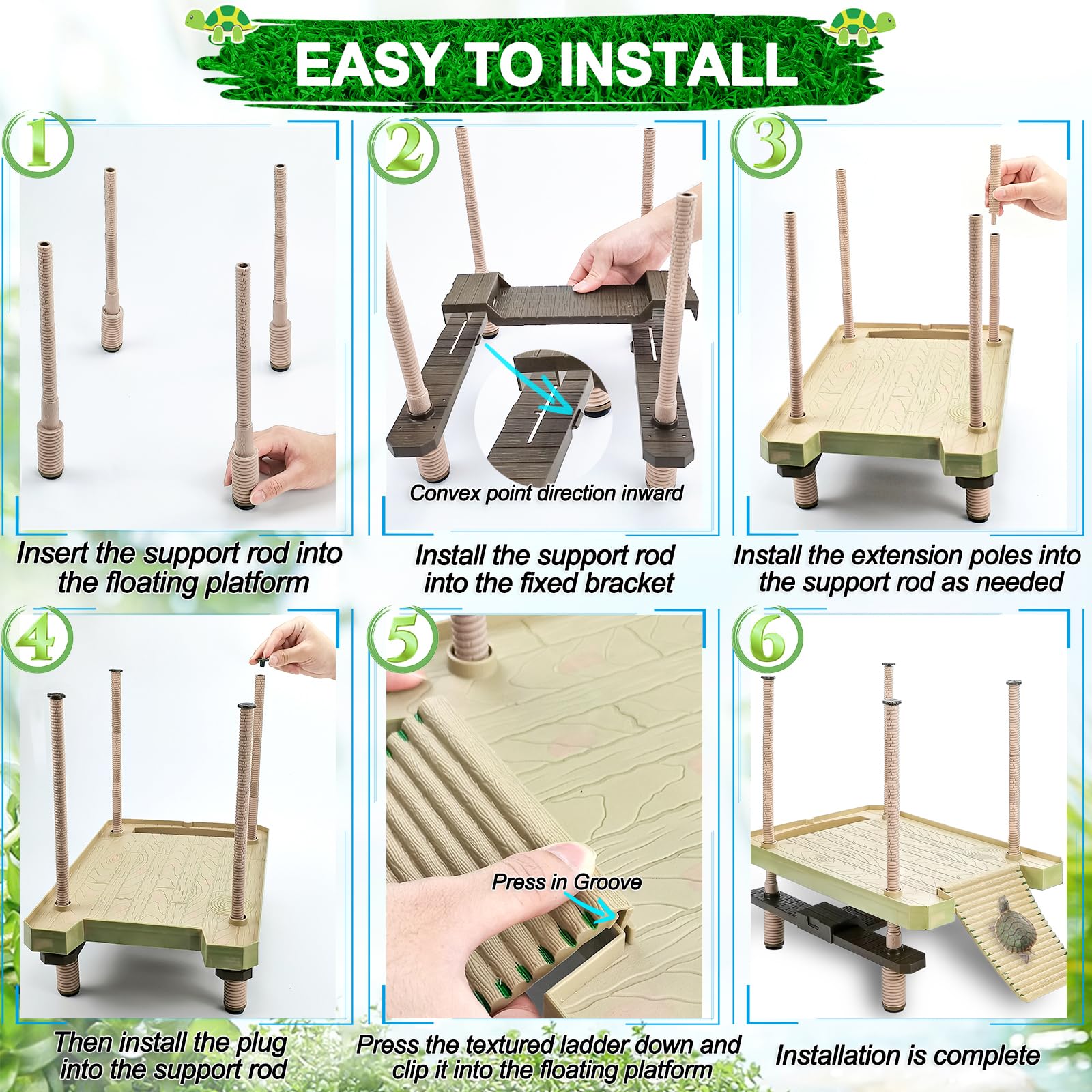 Keedolla textured ladder aids easy climbing onto the basking surface.