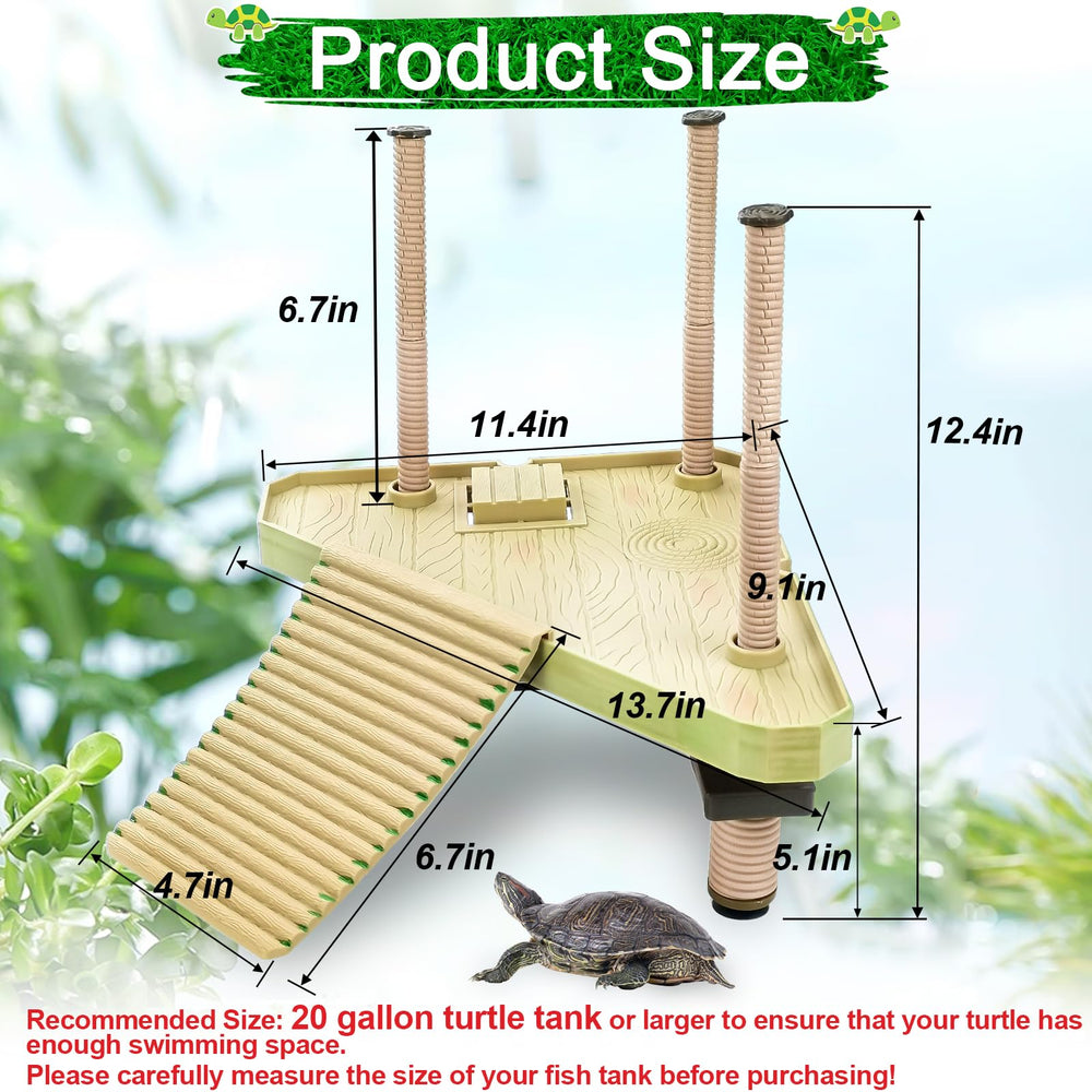 Keedolla turtle-platform height adjustment at water level enables easy basking.