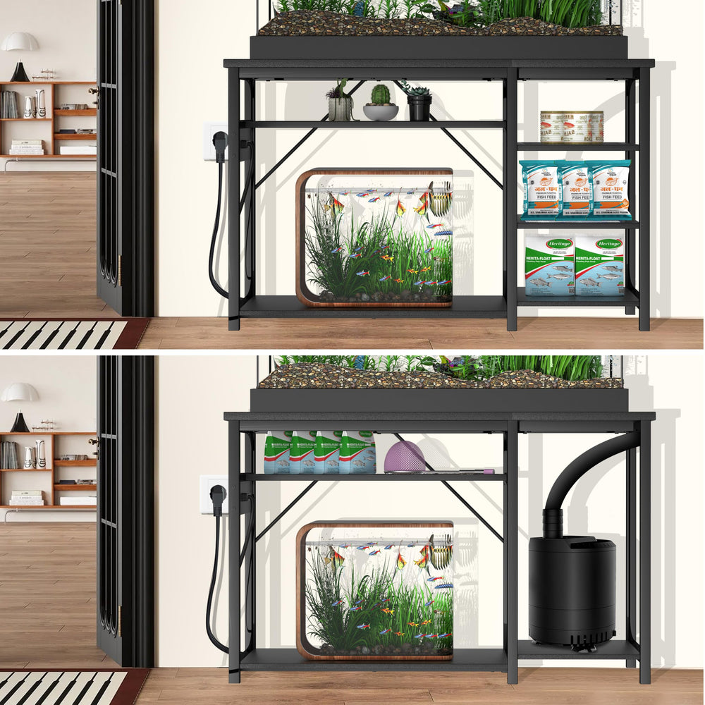Keelian dual-tank capability with bottom shelf optimizes space for multiple tanks.