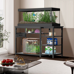 Keelian storage cabinet with removable shelves keeps fish food and tools organized.