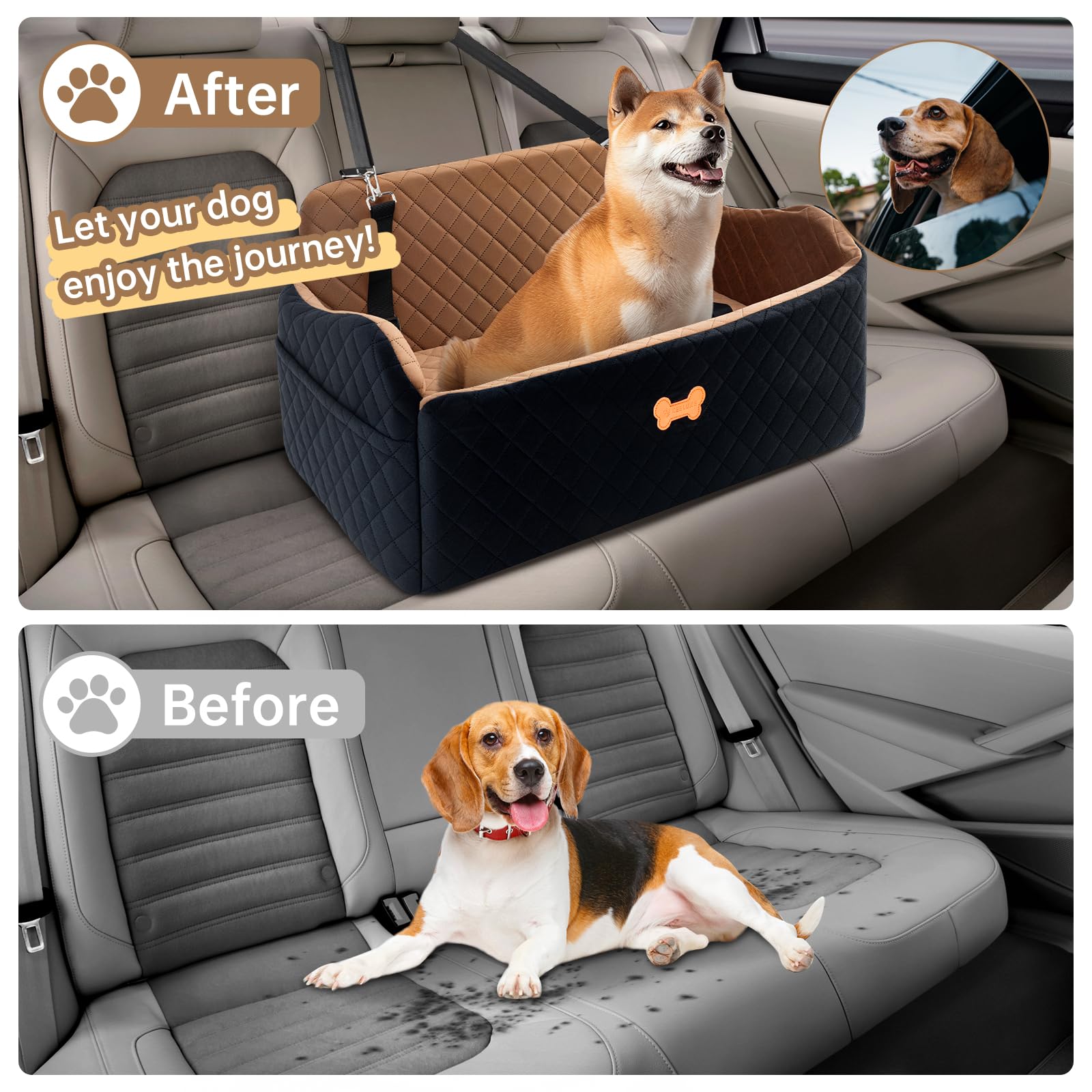 KEELUXE booster-style design offers better road view to reduce pet anxiety during trips.