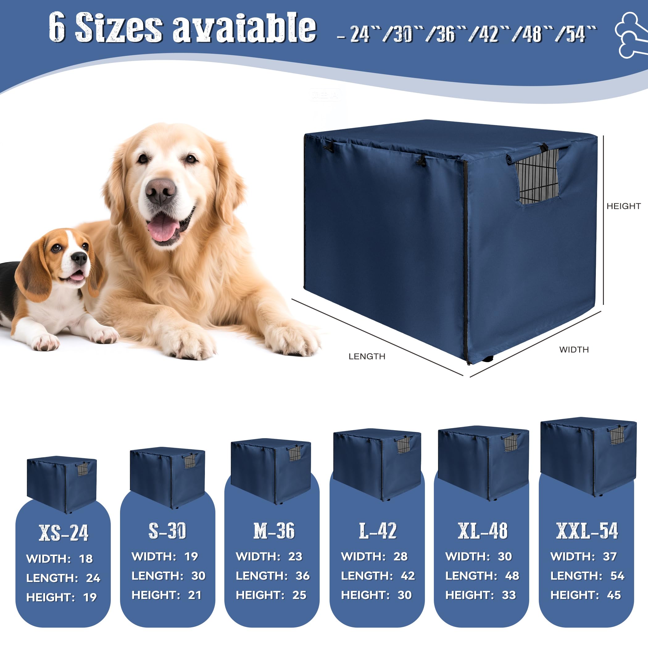 kefit dog crate cover 36in durable material wipe-clean navy.