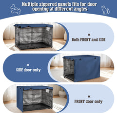 kefit dog crate cover 36in side view highlights calm den and easy setup in navy.