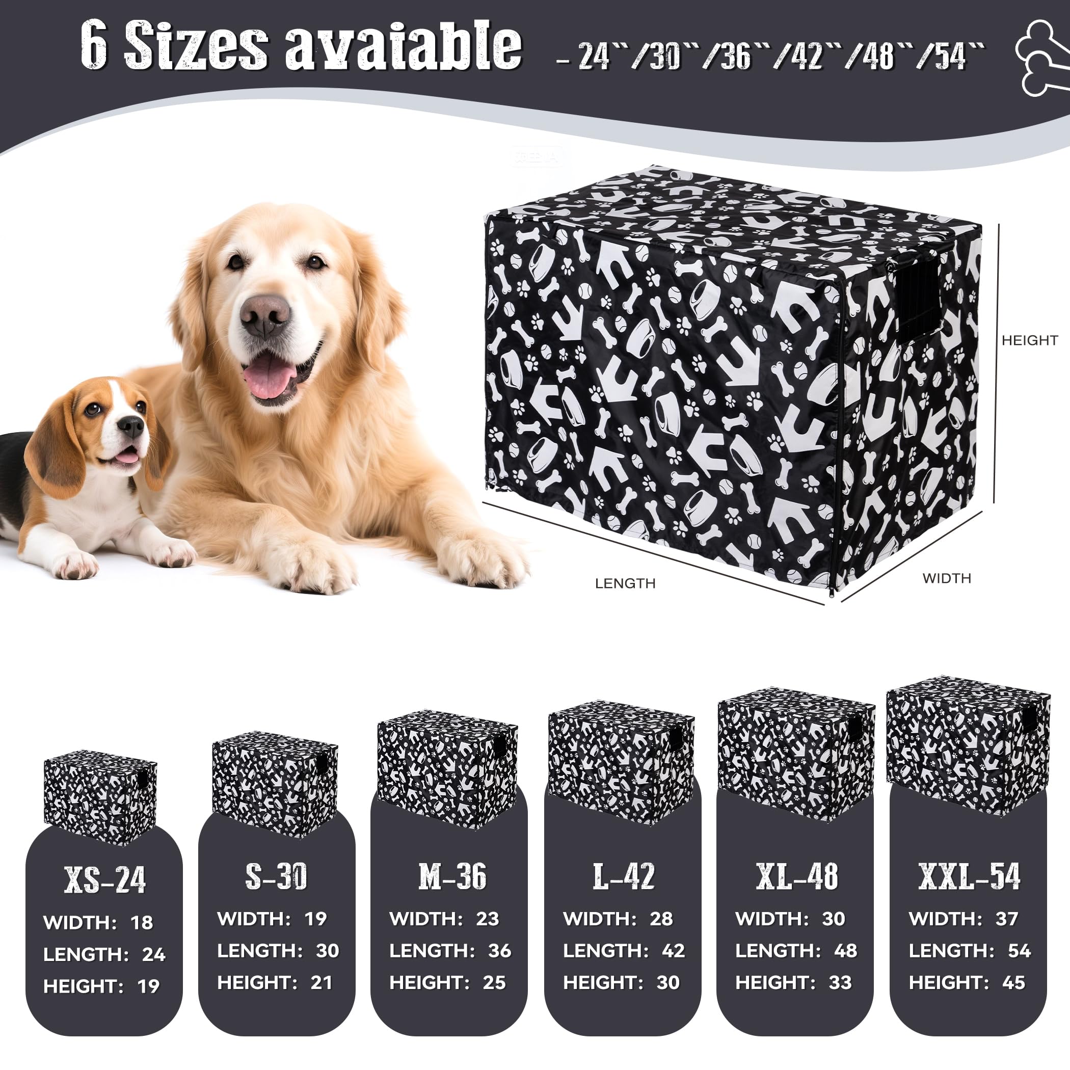 Kefit crate cover with black paw pattern adds stylish privacy.