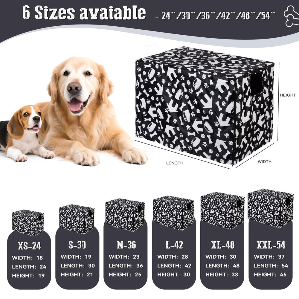 Kefit crate cover with black paw pattern adds stylish privacy.