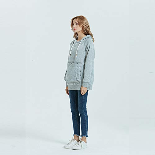 Kei Tomlison Pet Pouch Hoodie light-grey color adds versatile warmth for everyday wear