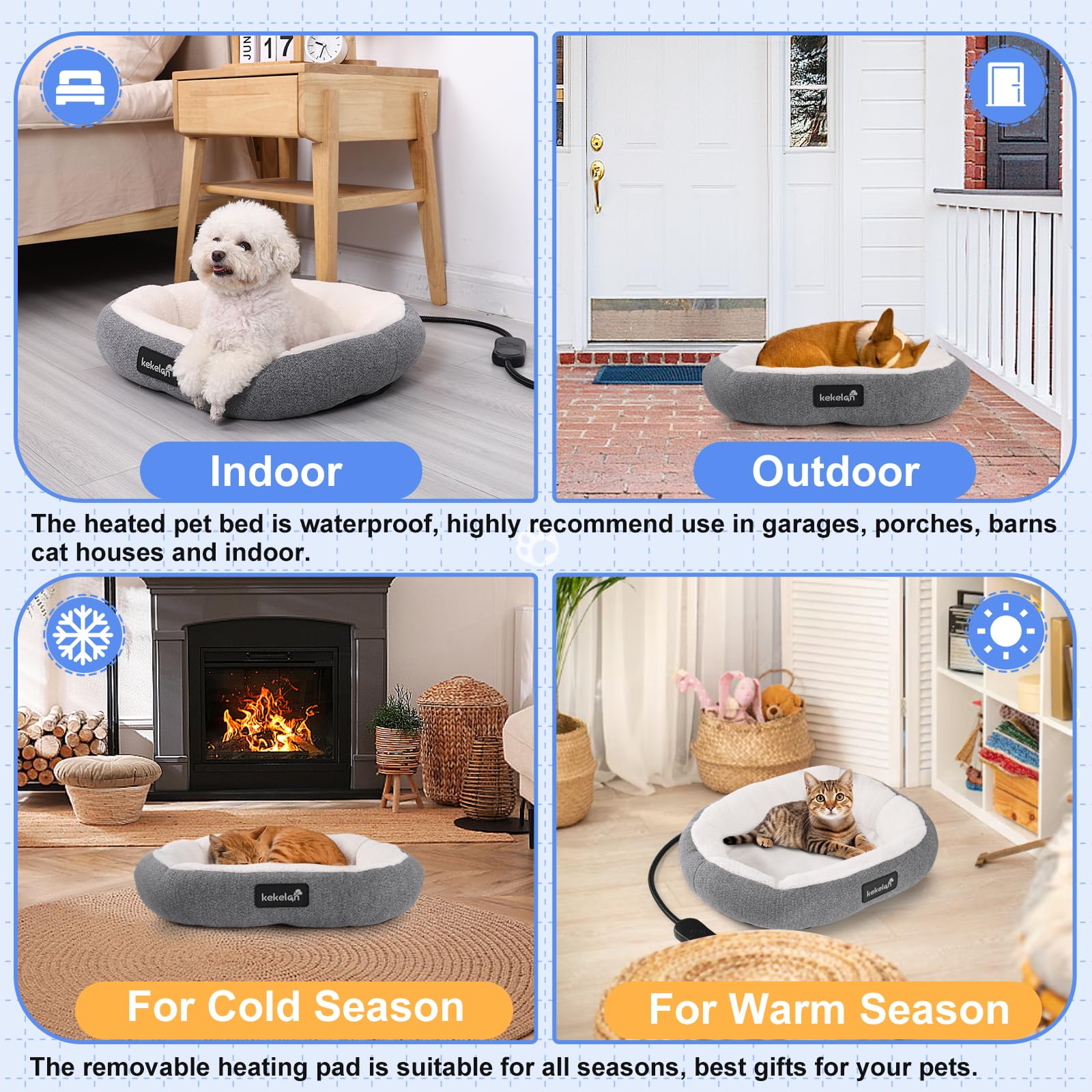 KEKELAN Indoor Heated Cat Bed easy assembly—no tools required
