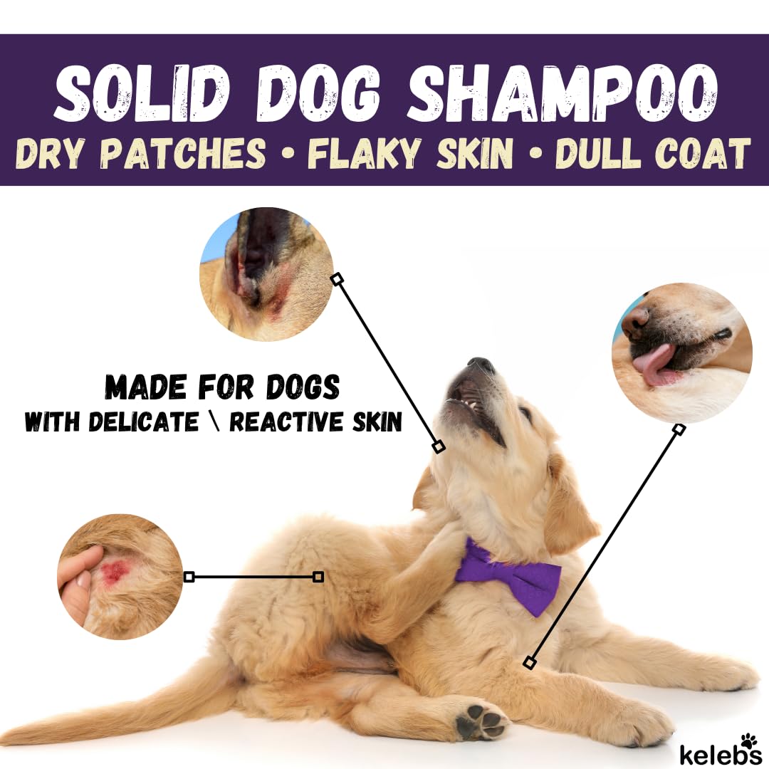 KELEBS dog shampoo bar eco-friendly packaging reinforces plastic-free commitment.