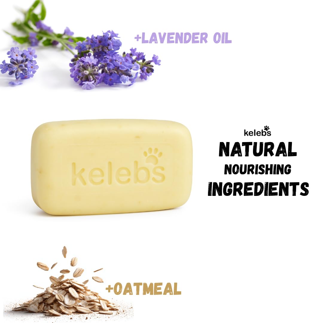 KELEBS dog shampoo bar lather close-up shows rich bubbles that cleanse without irritation.