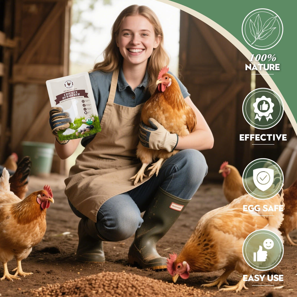 KELPFU poultry dewormer packaging highlights safety for eggs and all ages.