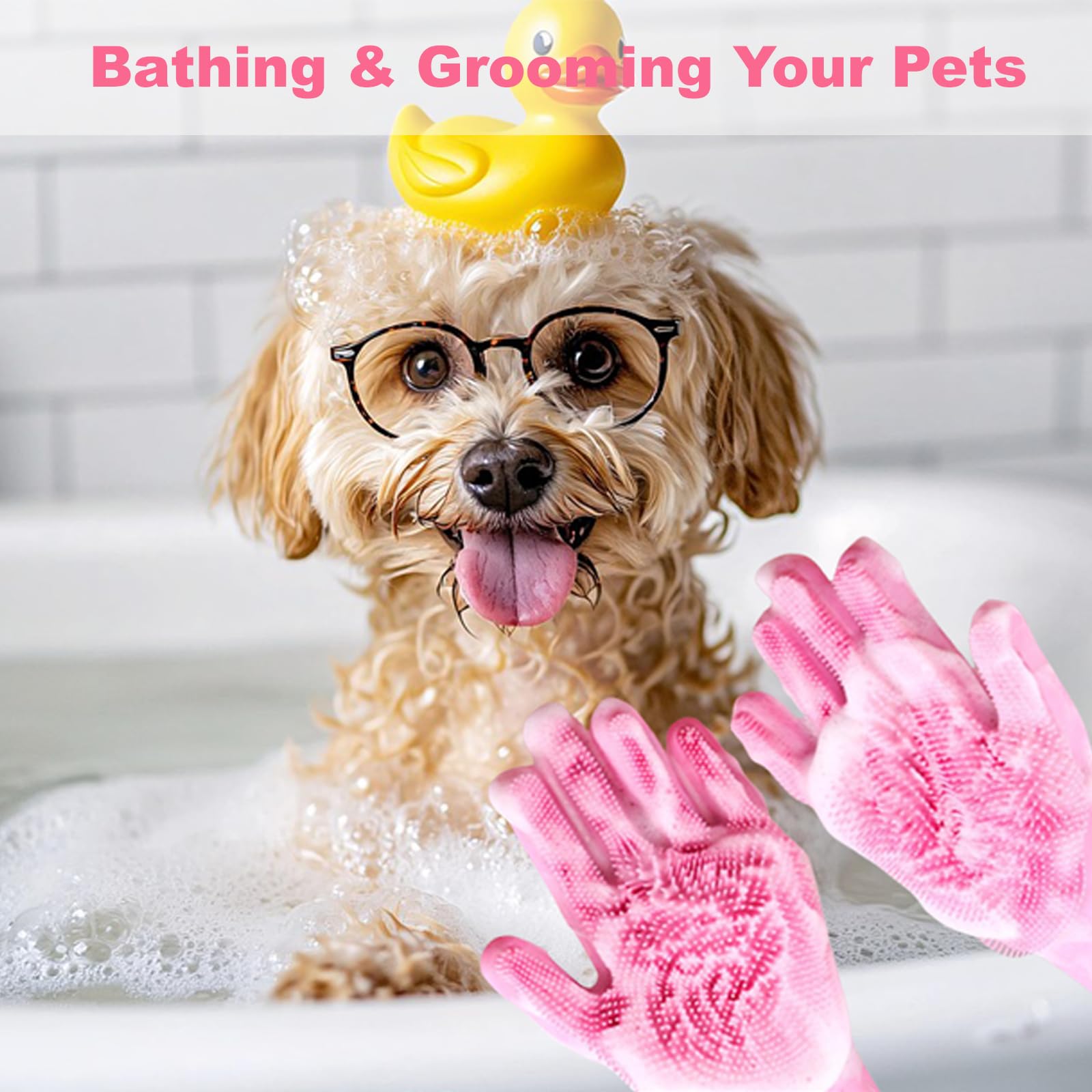 Kemodia cozy-pet-bathing-time shows pet enjoying spa-like wash.