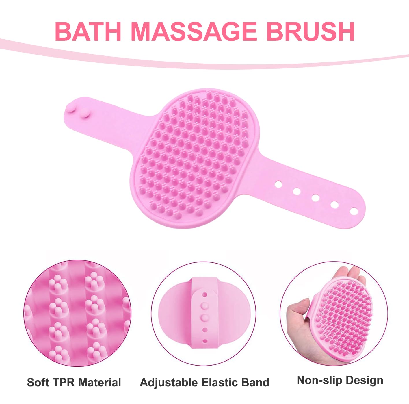 Kemodia pink dog washing gloves closeup highlights soft silicone and deep cleaning reach.