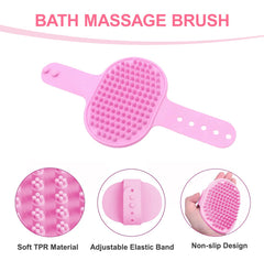 Kemodia pink dog washing gloves closeup highlights soft silicone and deep cleaning reach.