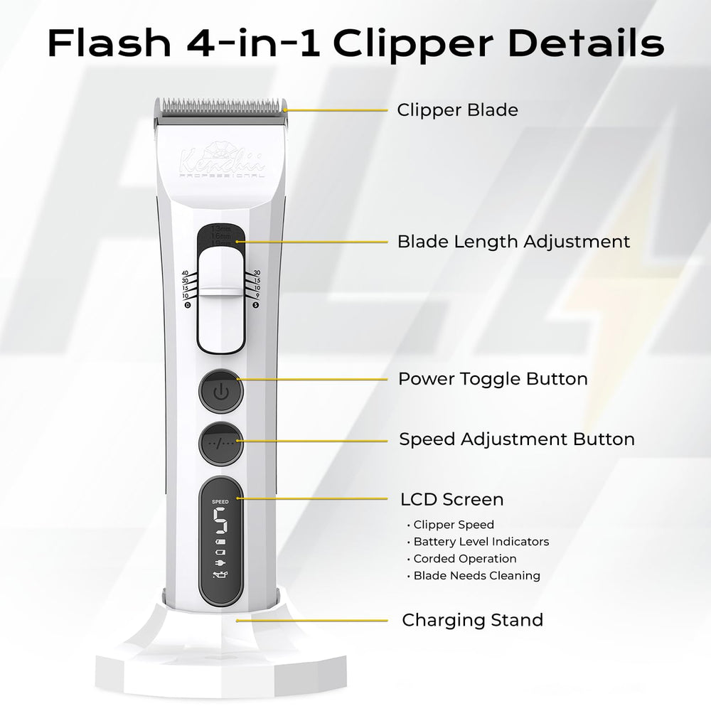 Kenchii Flash Dog Clippers quiet motor reduces pet stress during grooming