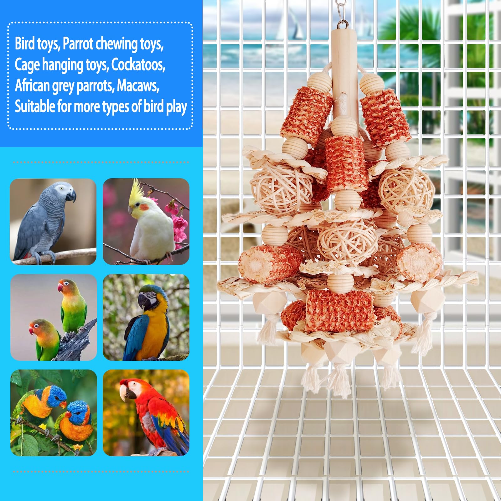 Kencunay bird toy foraging feeder encourages puzzle solving during cage time