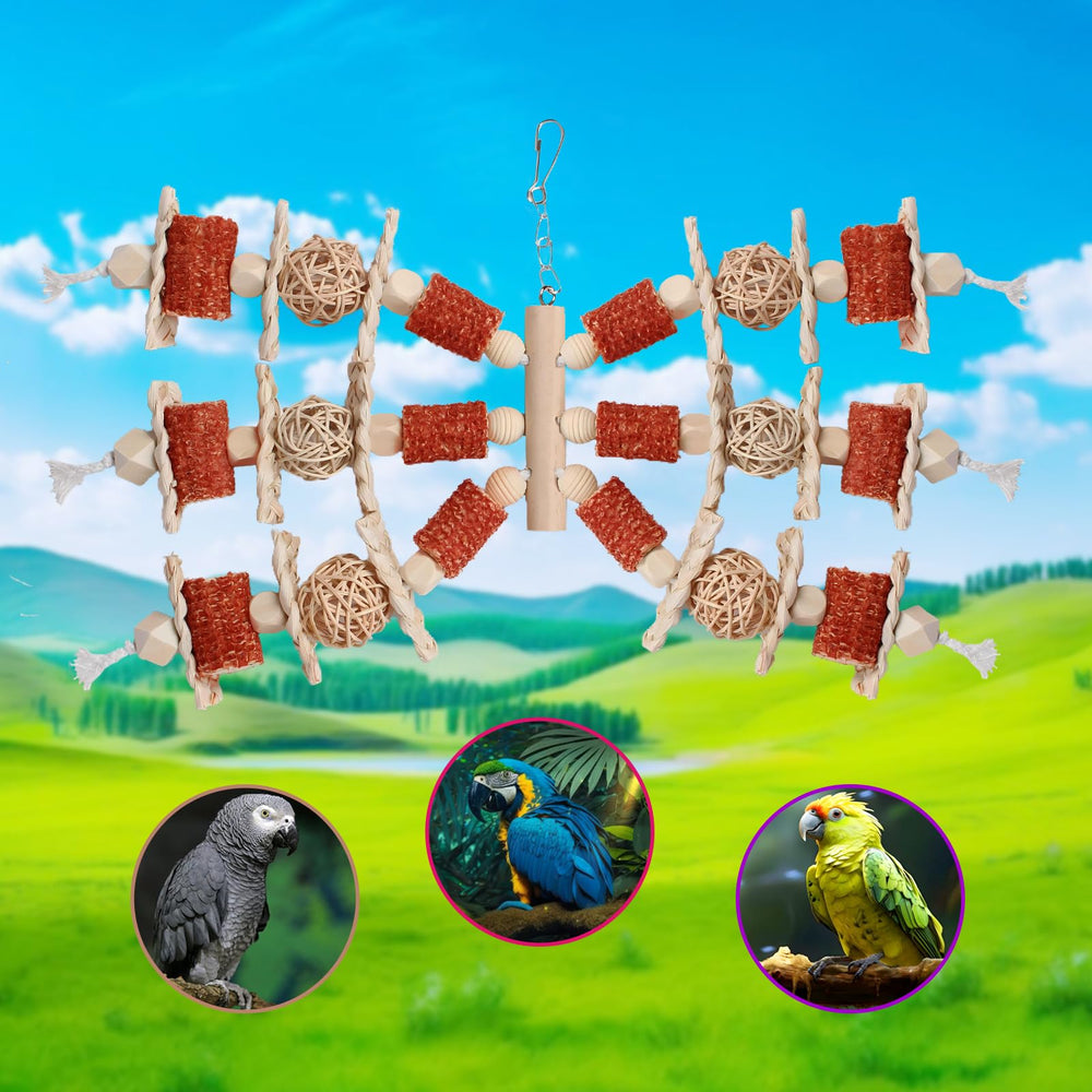 Kencunay natural wood sticks toy provides safe chewing and beak activity for birds