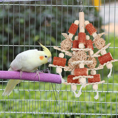 Kencunay bird toy wicker ball with wood beads stimulates foraging and play