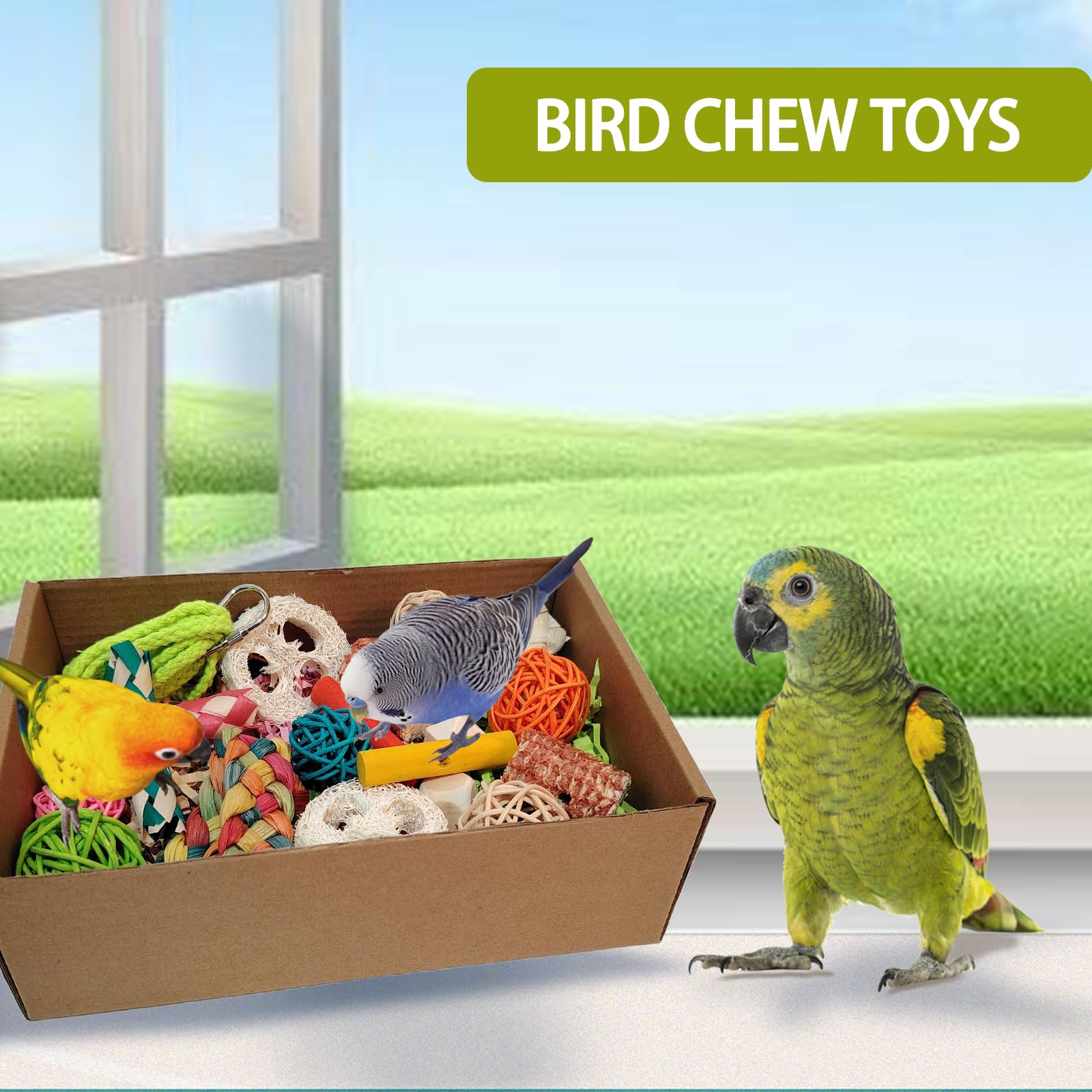 Kencunay Bird Toys surprise items inside promote natural nibbling and play.