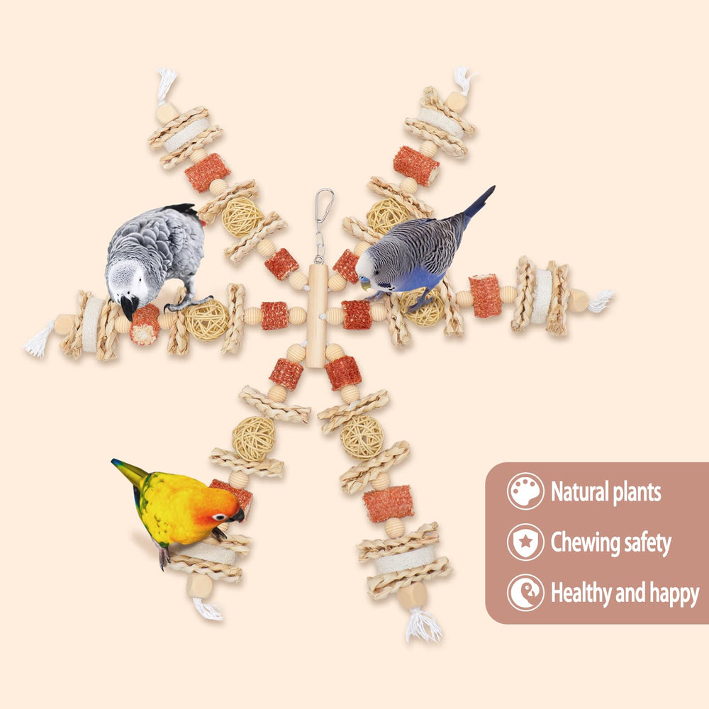kencunay wooden-beads offer varied textures for beak exercise and chewing fun.