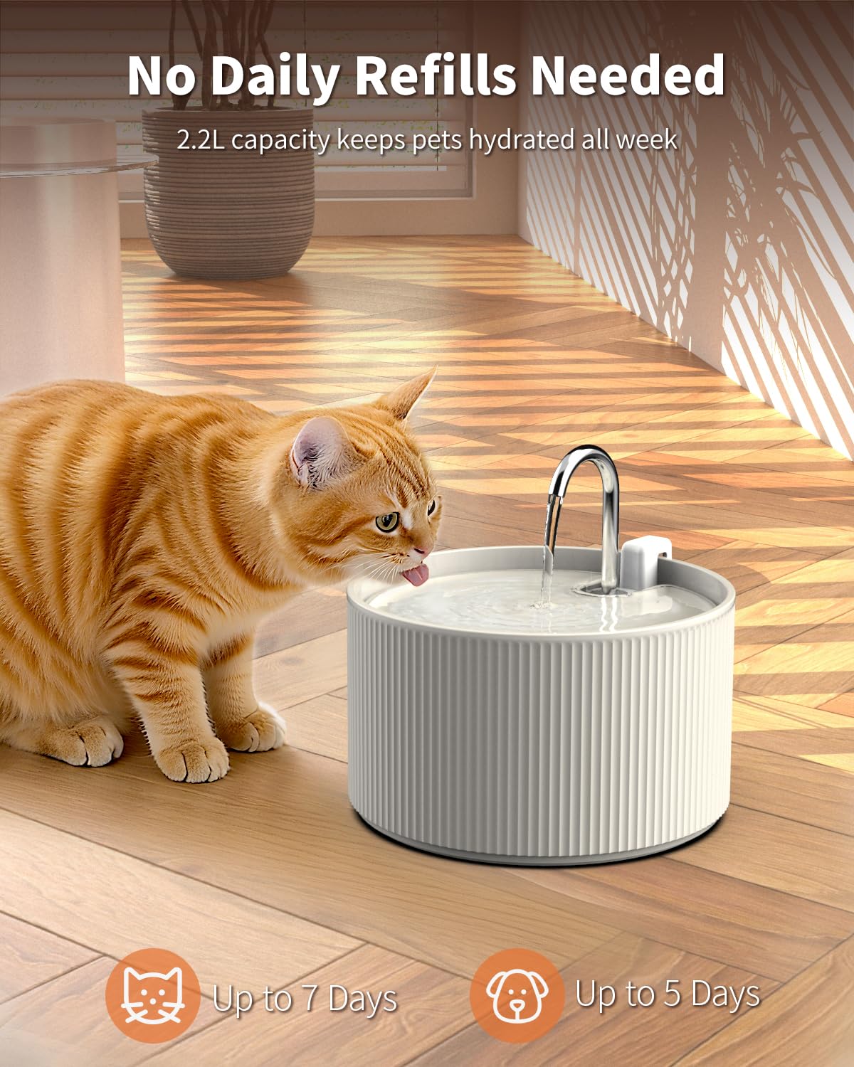 Kenepet ceramic fountain 360-degree drinking area supports pets approaching from anywhere.