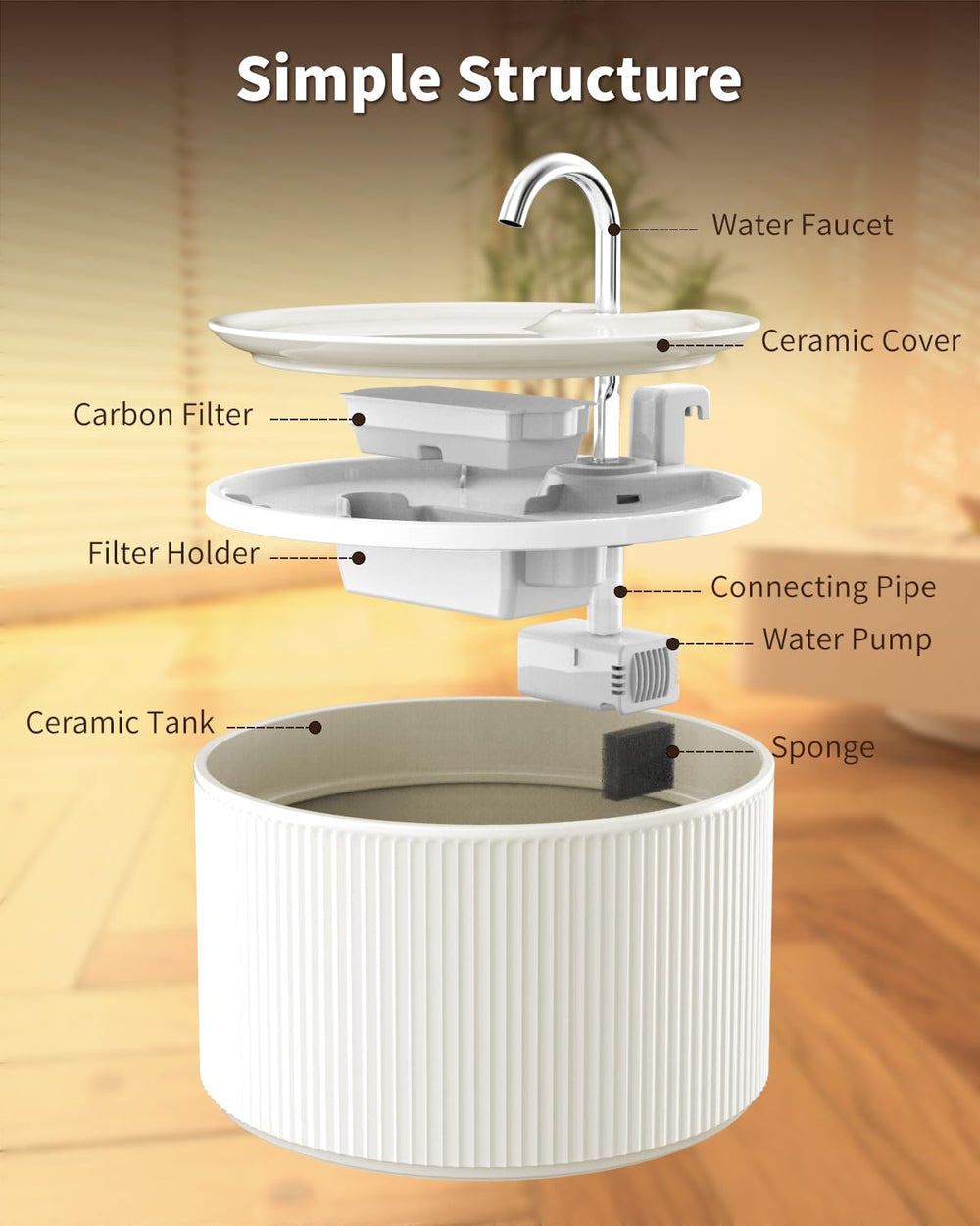 Kenepet ceramic fountain cleaning-friendly design supports quick maintenance.