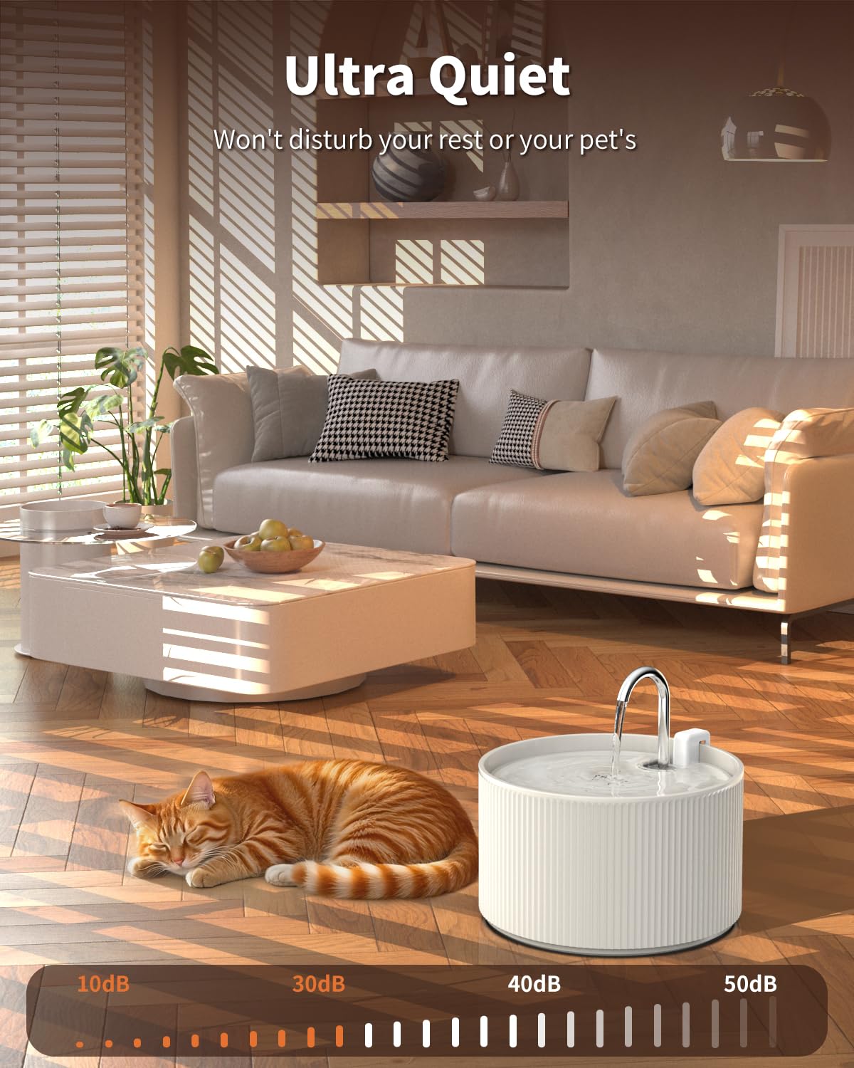 Kenepet ceramic fountain spout enables easy, continuous drinking flow.