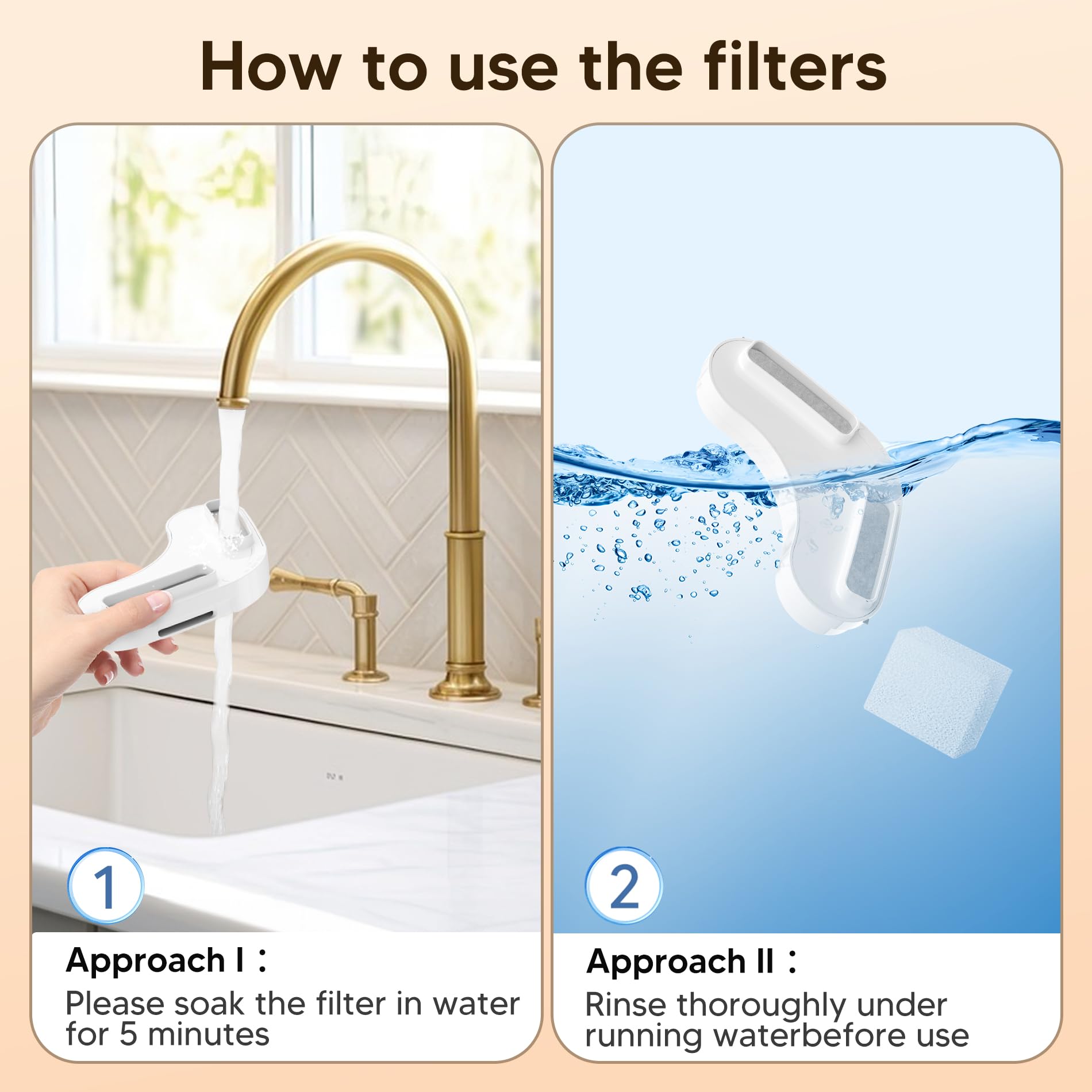 Kenida activated-carbon filtration closeup highlights debris capture and cleaner water.