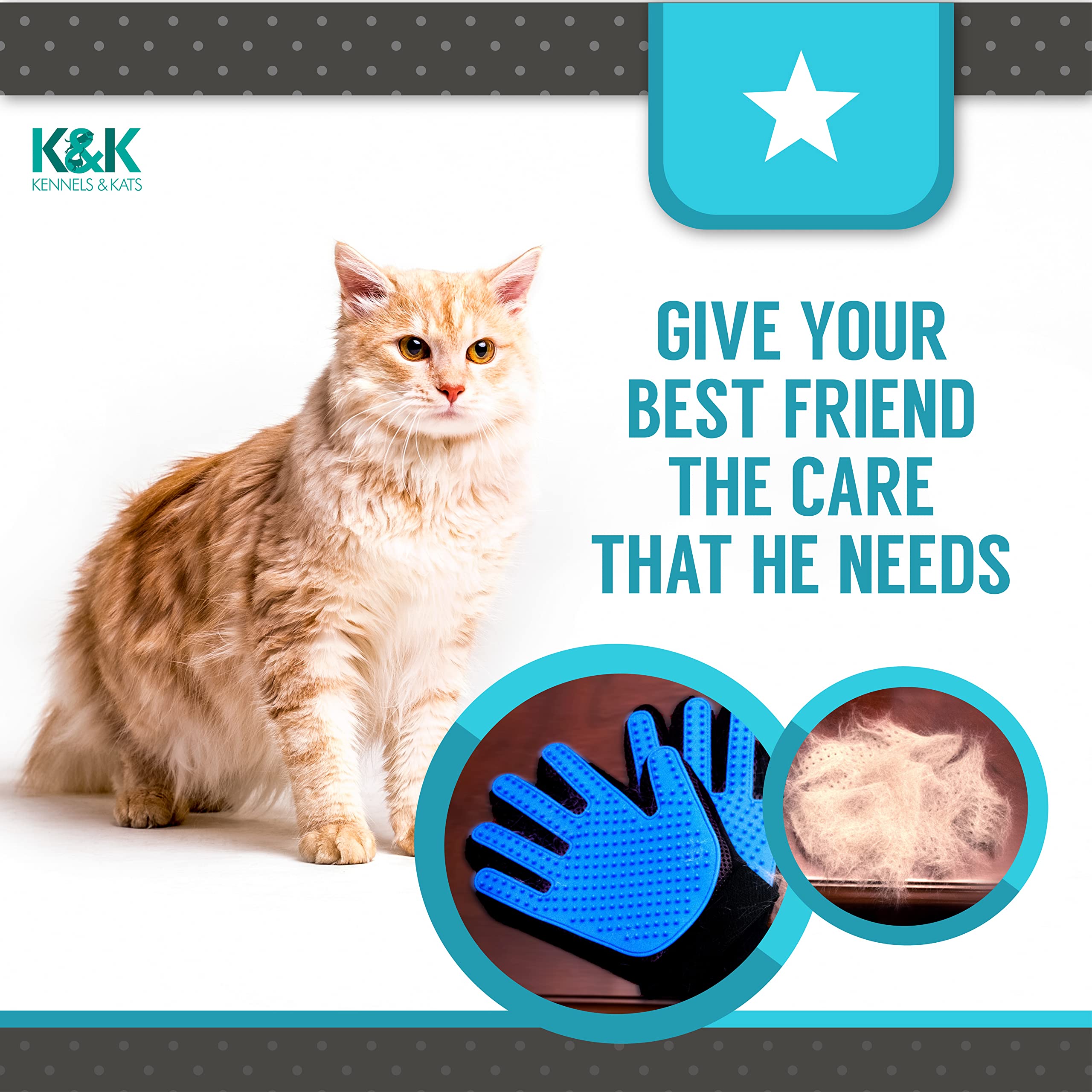 KENNELS & KATS double-stitch wrist design ensures durability through repeated grooming.