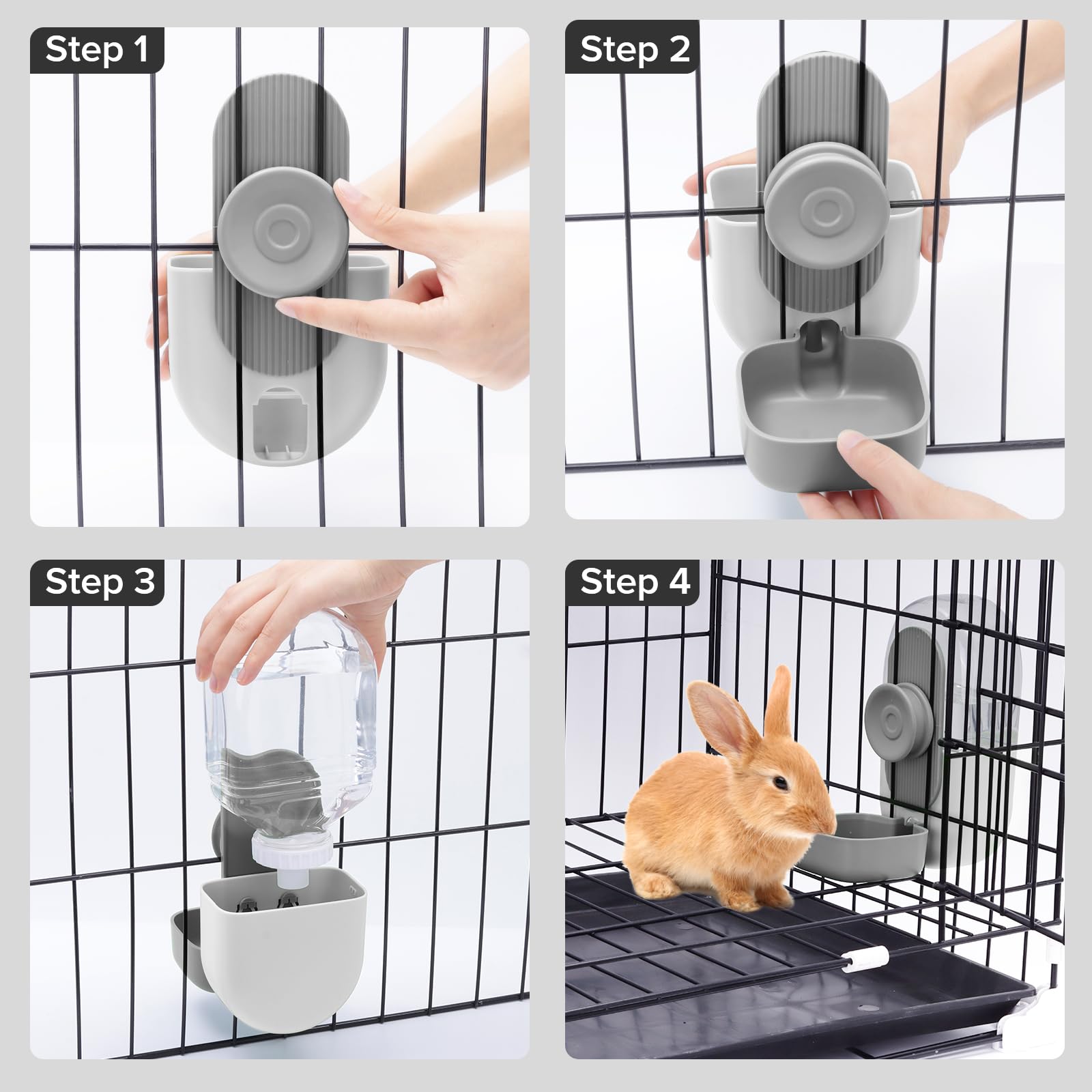 Kenond gray 28oz bottle in-use on a cage for easy hydration.