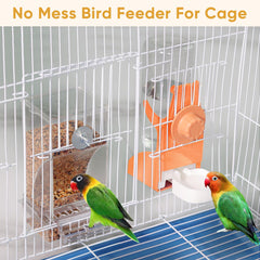Kenond Automatic Water Dispenser parakeet orange shows clean hydration with gravity feed.