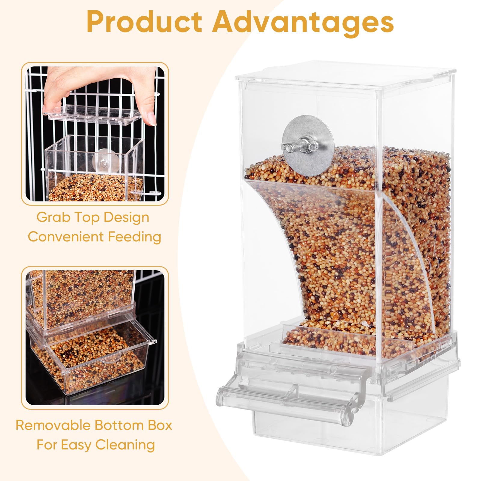 Kenond Bottom Drawer waste compartment orange highlights simple cleaning after meals.