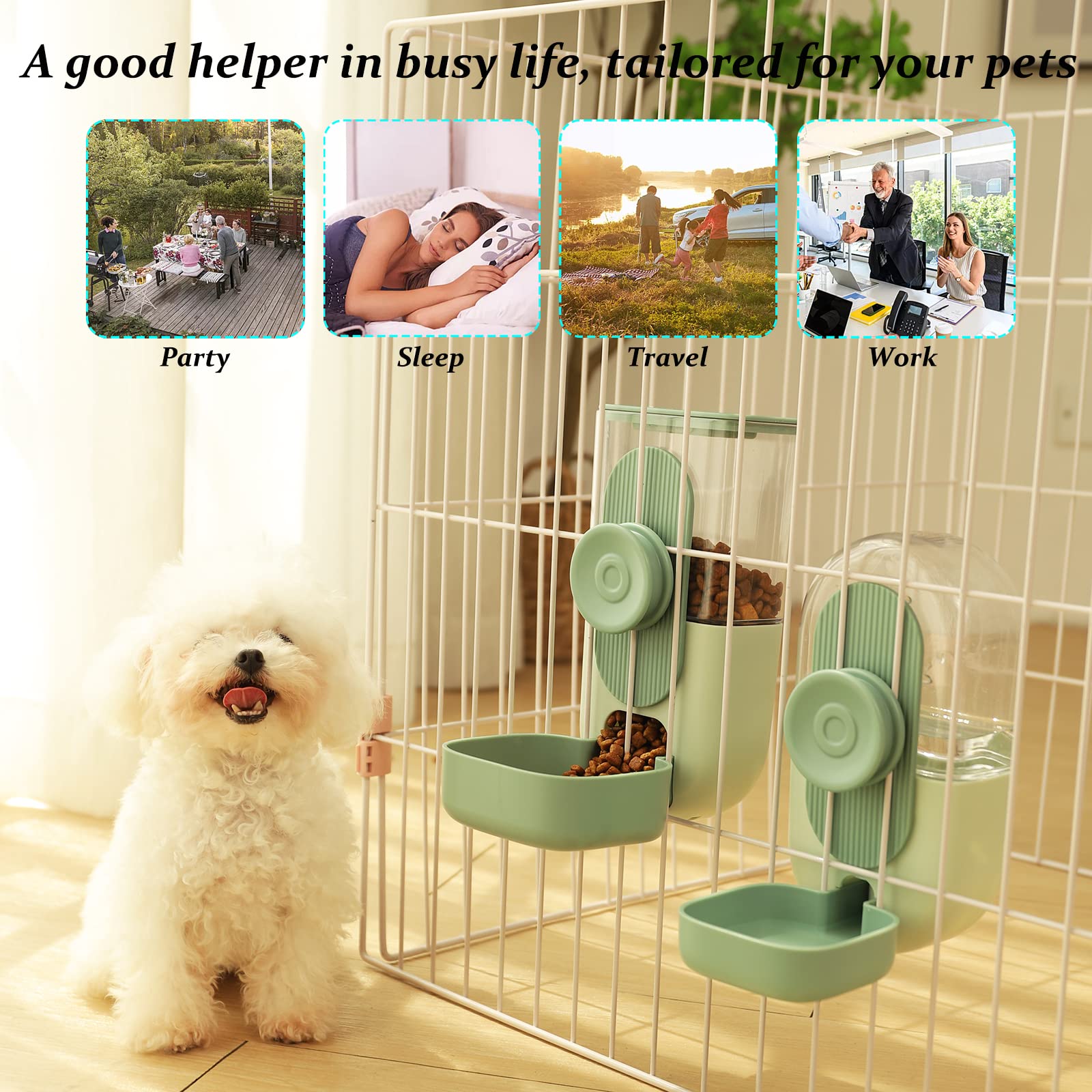 Kenond compact 9x4.5x7 inch unit fits most cages.