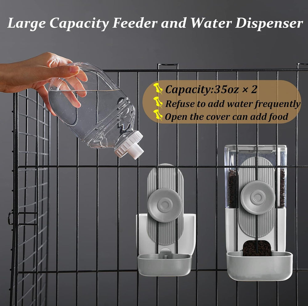 Kenond hanging automatic food water dispenser water bottle attached demonstrates steady hydration