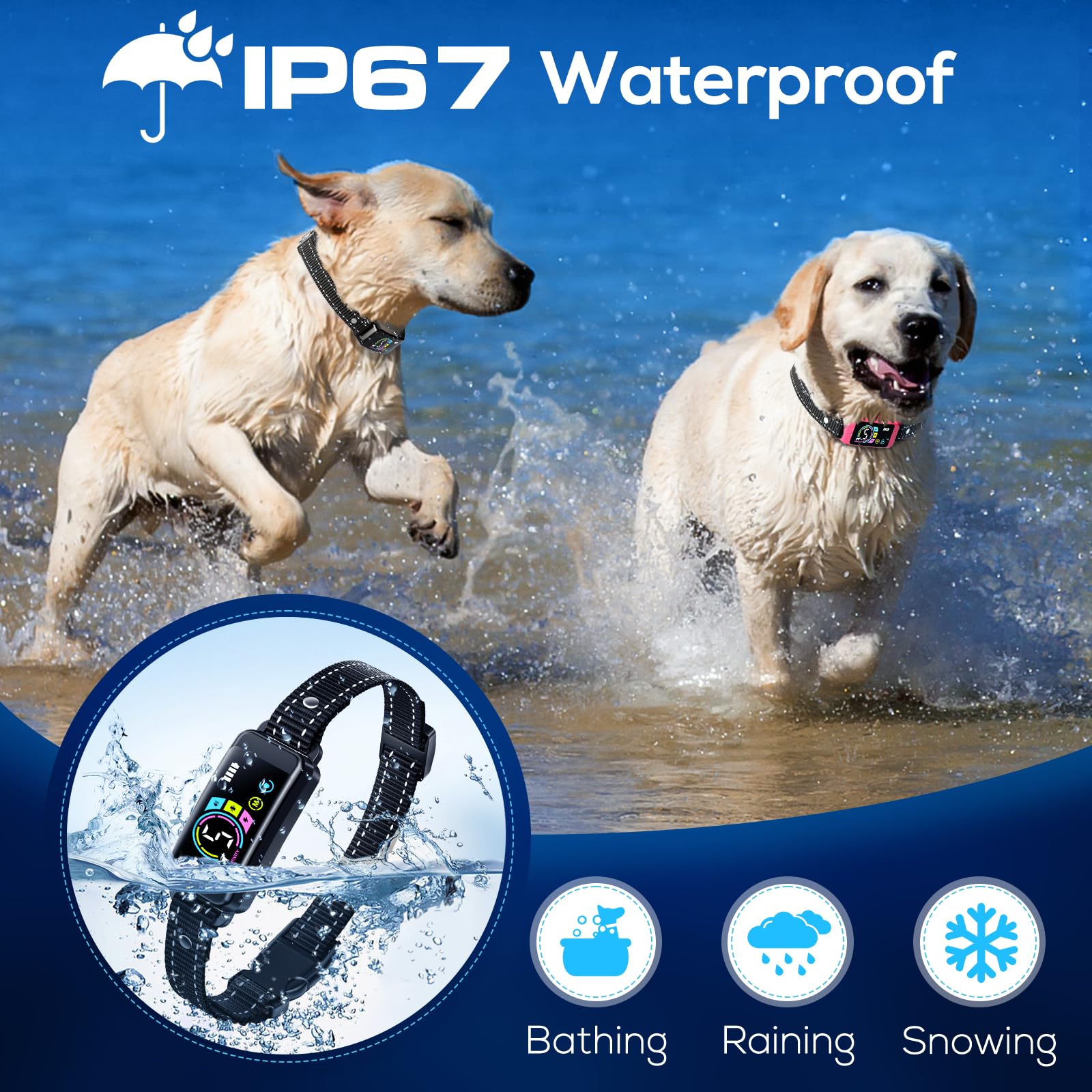 Keoge bark-collar pink IP67 waterproof collar for all weather outdoor use