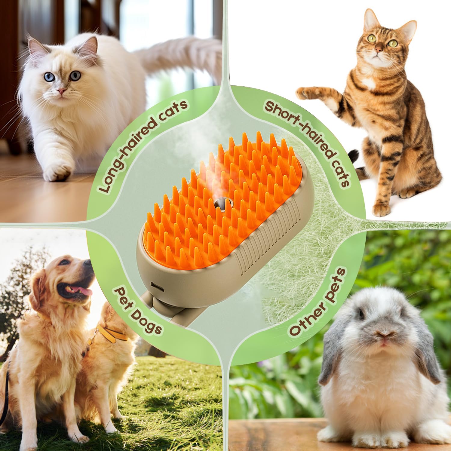 Keoshiga Cat Steam Brush anti-static spray reduces loose fur and static