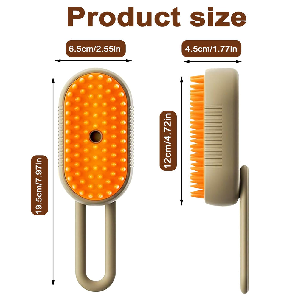 Keoshiga Cat Steam Brush in-use on pet for convenient cleaning without baths