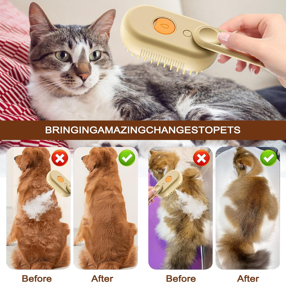 Keoshiga Cat Steam Brush water tank demonstrates misting system for gentle cleaning